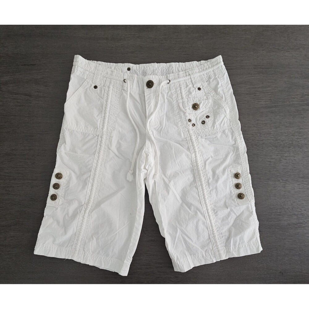 Vtg Y2K JouJou White Bermuda Shorts Mid Rise Knee Length Size 7 Juniors